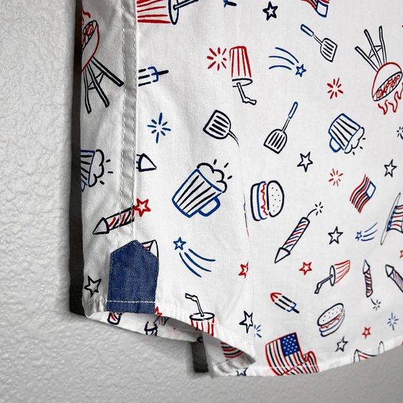 Free Planet White Button Down Patriotic Picnic Summer Size XS - Picture 7 of 11